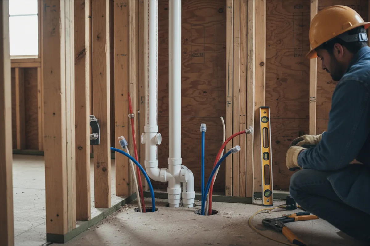 Drain and supply rough-in during Drain Cleaning in Williamsville